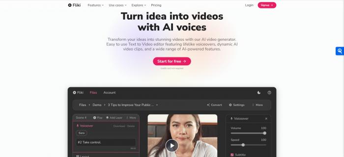 Fliki AI video generator